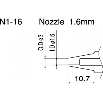 Hakko N1-16 1.6mm Desolder Nozzle for FM-2024/FM2024