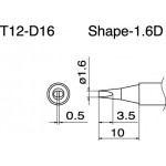 Hakko T12-D16 FX950/FX951/FM203 1.6mm Chisel Soldering Tip 