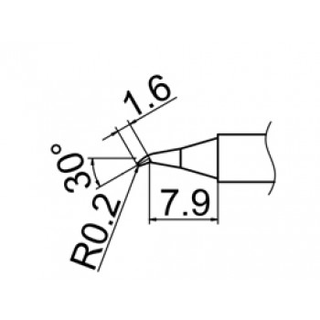 Hakko T12-JS02 FX950/FX951/FM203 0.2mm Short Bent Soldering Tip 