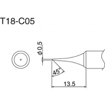 Hakko T18-C05 FX-888 0.5mm Conical Soldering Tip