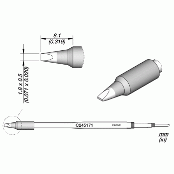 JBC C245-171 Cartridge Tip Chisel 1.8mm x 0.5mm