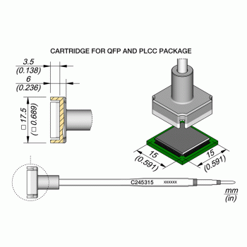 JBC C245-315 Cartridge Tip QFP 15x15