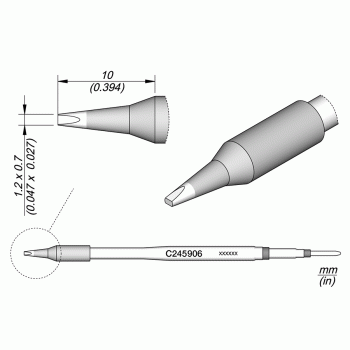 JBC C245-906 Cartridge Tip Bent Chisel 1.2 x 0.7mm