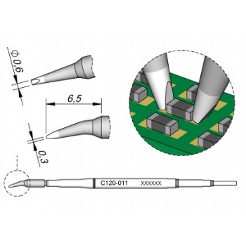 JBC C120-011 Cartridge Tip Bent Chisel 0.6mm