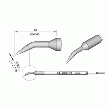 JBC C245-126 Cartridge Bent Tip Conical 0.4mm