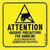 SCS 129LABEL Antistatic Warning Label 50x50mm Roll-500