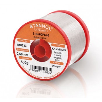 Stannol 60/40 Crystal 505 Solder Wire 0.5mm 500gm
